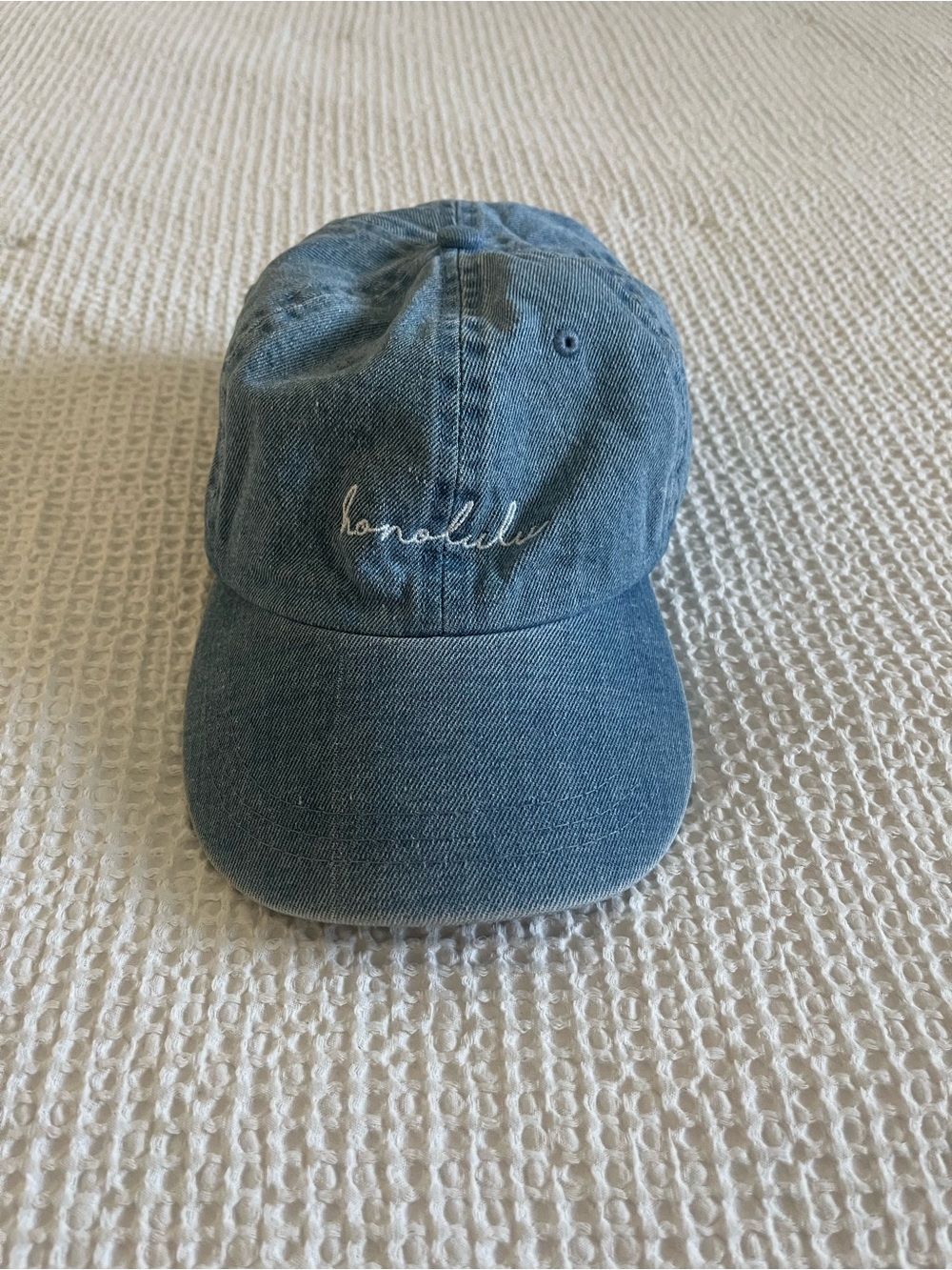 Honolulu, Hawaii Embroidered Denim Baseball Cap